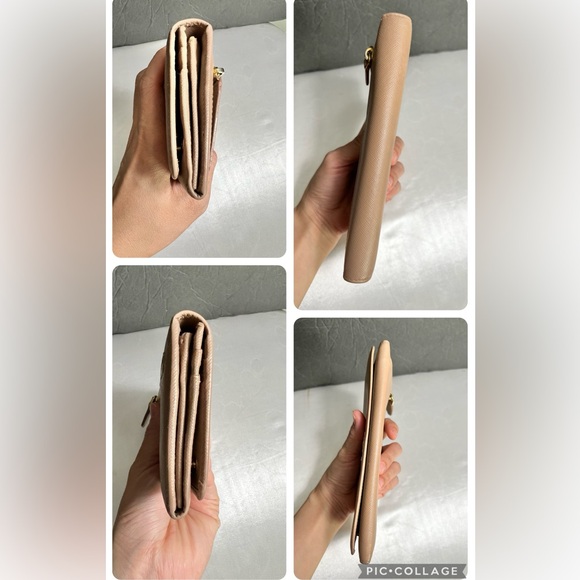 Prada Authentic Saffiano Leather Beige Flap continental Long Wallet - Picture 11 of 16